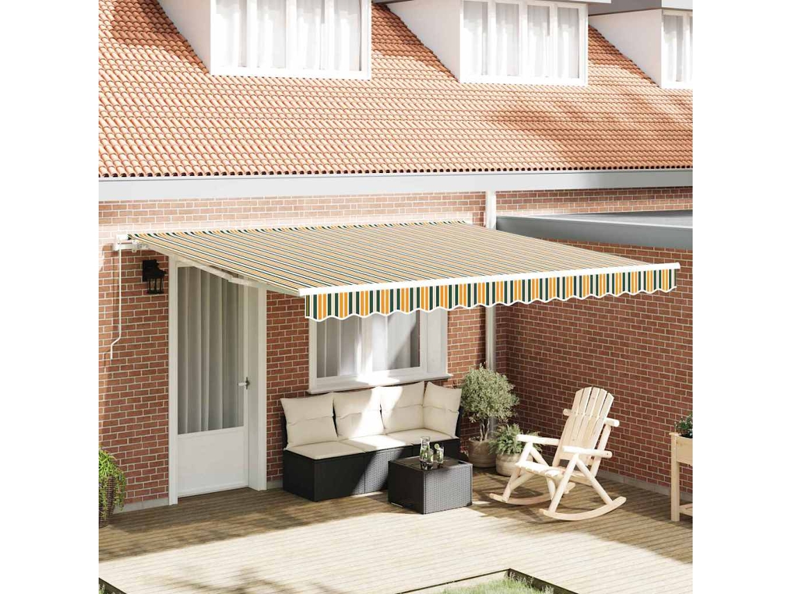 Vidaxl Toldo Retrátil Verde 400 × 350 Cm Poliéster E Alumínio