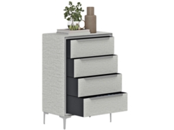 Cômoda de Aço com 4 Gavetas e Revestimento em Tecido ZACHARY (60x36x88 cm)