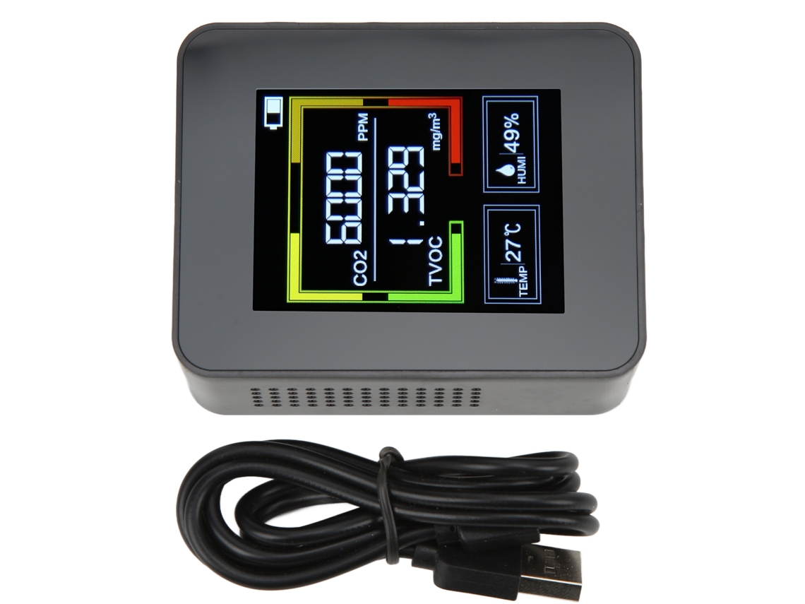 Detector de Dióxido de Carbono Znaz2co2 Monitor de Qualidade do Ar Inteligente 4 em 1 Termômetro e Higrômetro