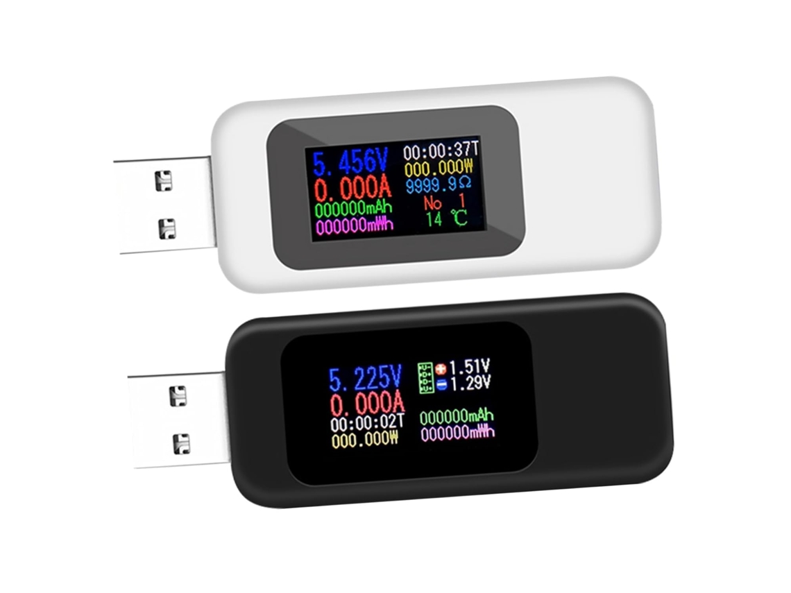 Testador Digital De Tensão E Amperagem Com 2 Portas Usb E Display Hd Sem Bateria.