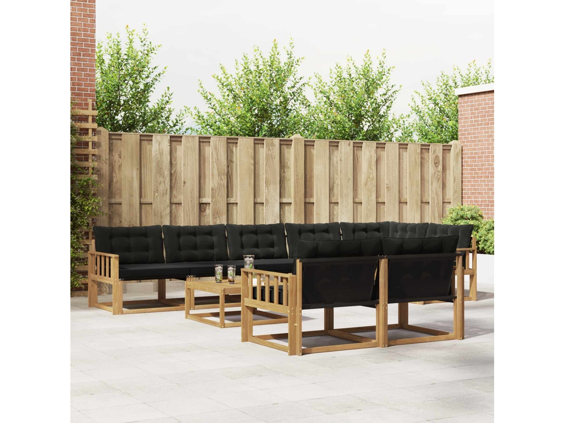Vidaxl Conjunto De Sofás Para Exterior 9 Pcs Branco E Preto