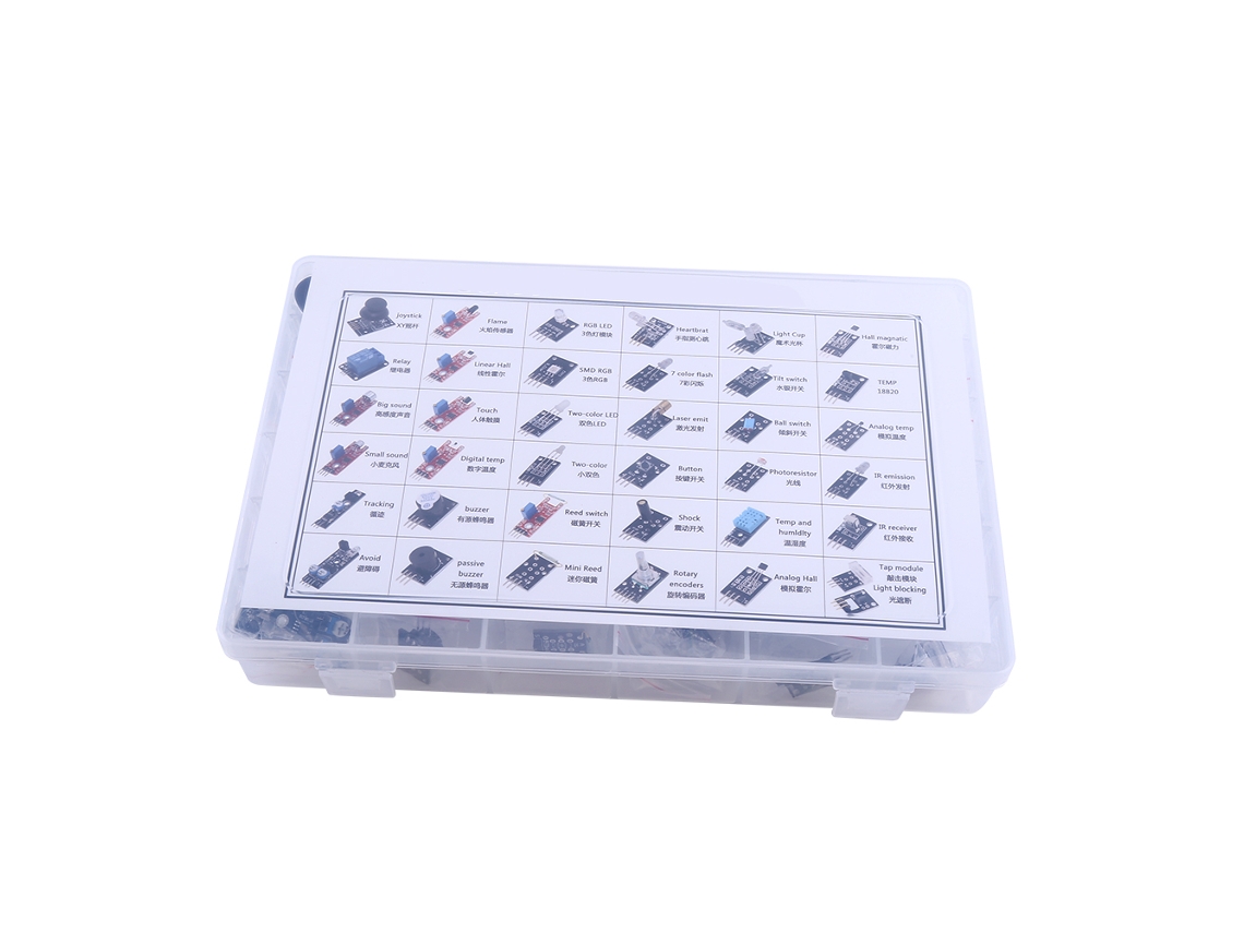 Kit de Módulos de Sensor 37 em 1 para Educação Mcu com Caixa Completa