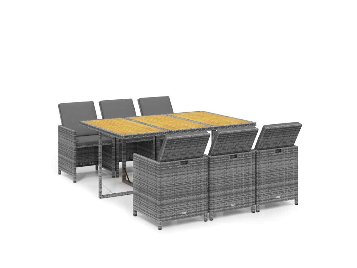 Garden Dining Set, Garden Dining Sets Vidaxl Cinzeto Rattan / Vime (163 Cm Table Length)