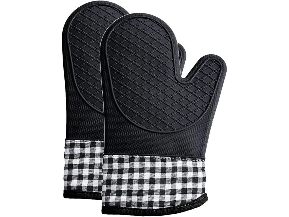 Luvas de Forno Resistentes ao Calor, Silicone, Preto