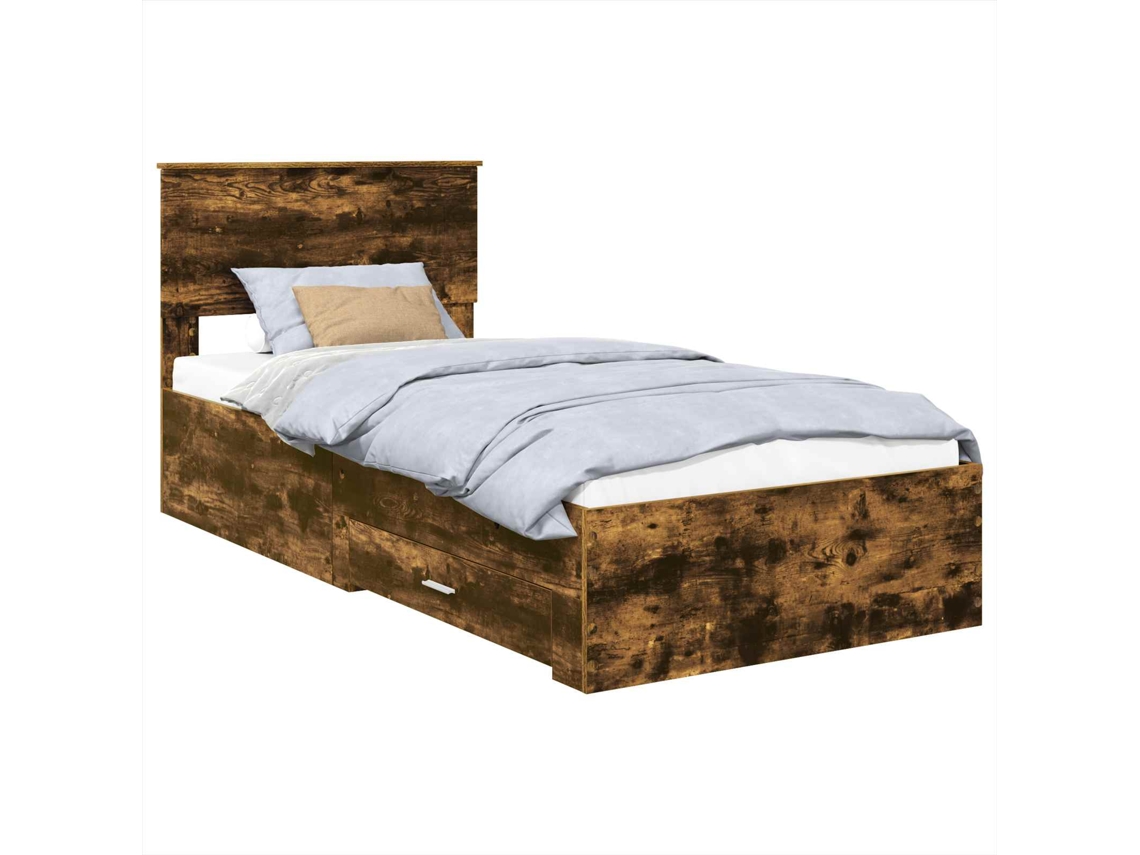 Estrutura da Cama Carvalho Defumado e Prata MAISON EXCLUSIVE 75x190 cm