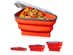 Recipiente de Fatia de Pizza de Silicone Dobrável com Tampa Reutilizável para Armazenamento