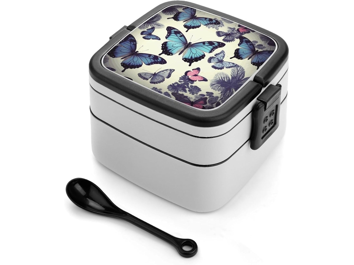 Linda Lancheira Bento Borboleta De Camada Dupla, Design Minimalista Moderno, Empilhável, À Prova De Vazamentos