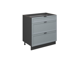 Armário de cozinha Fame-Line, 80cm com 3 gavetas, sem PT, Azul claro-cinza, Antracite, VICCO