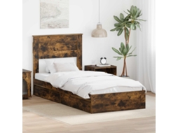 Vidaxl Cama Com Armazenamento Com Gaveta Carvalho Defumado 90 X 190 Cm