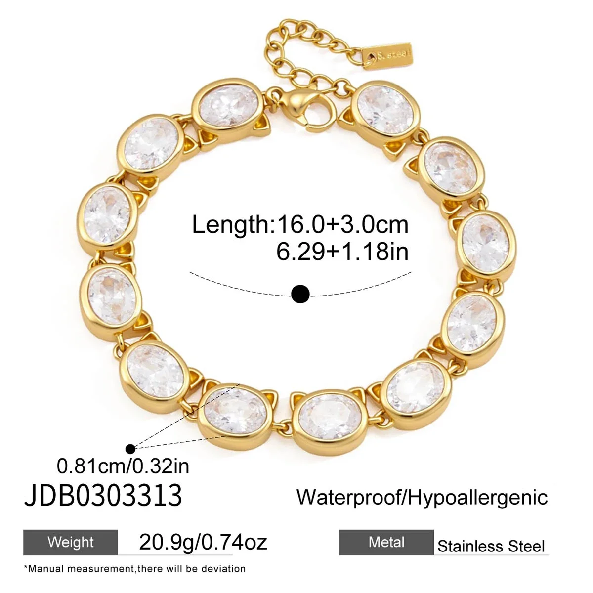 Pulseira De Zircônia Cúbica, Um Presente Simples E Elegante Banhado A Ouro Para Mulheres.