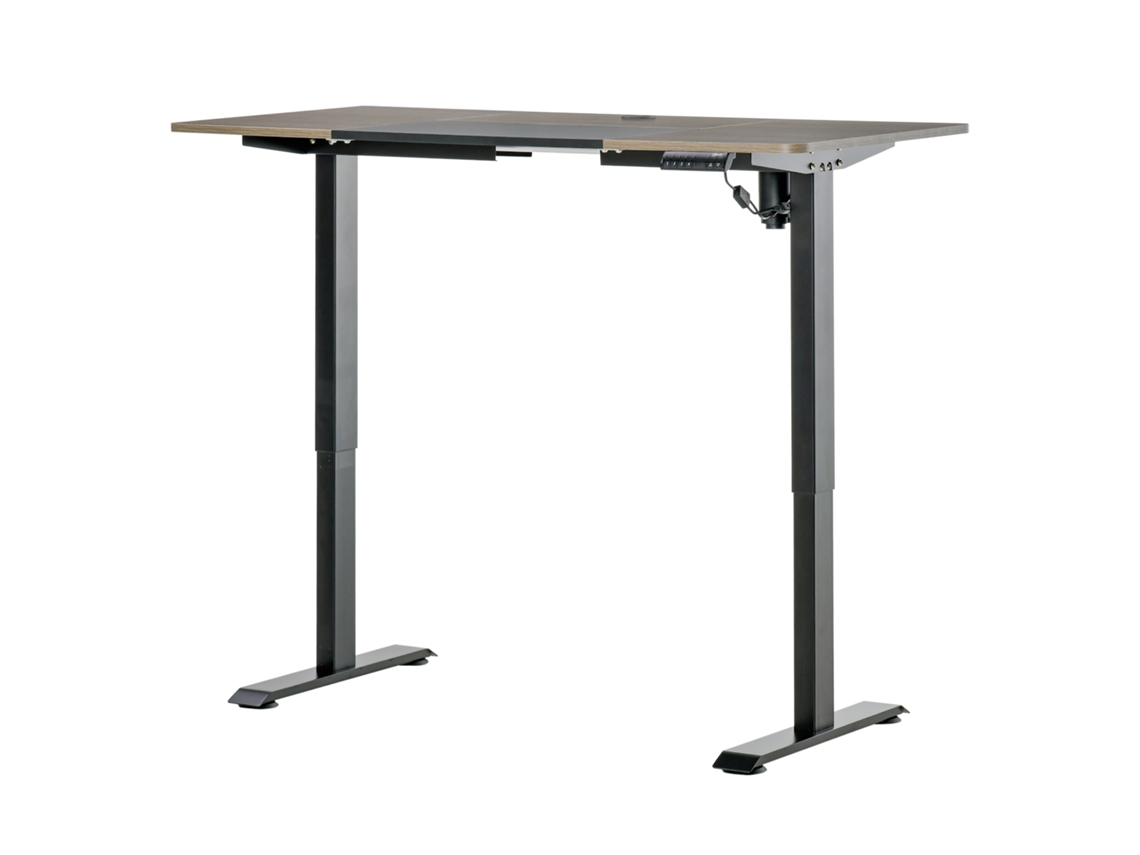 Secretária Elétrica De Pé Com Ajuste De Altura E 4 Teclas De Memória Para Casa Escritório 140x70x72-116 Cm Preto E Natural