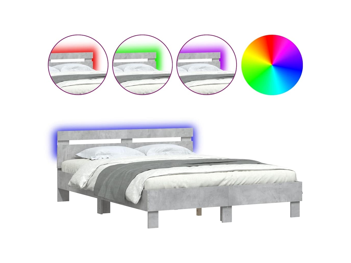 Bed Frame, Bed Frames Vidaxl Cinzeto Madeira Processada (150 X 200 Cm)
