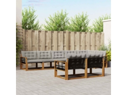 Vidaxl Conjunto De Sofás Para Exterior 8 Pcs Cinza Natural E Claro