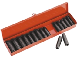 Conjunto De Soquetes De Impacto Profundo Ak685 Com 16 Peças E Encaixe Quadrado De 1/2"