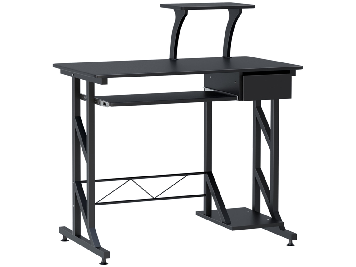 Mesa de Computador BTFORUS, com gaveta, bandeja para teclado e suporte para CPU, 90x50x95cm, preto
