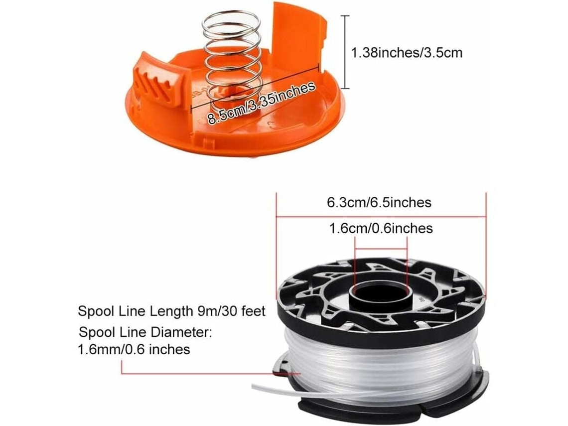 2 Bobinas De Linha Para Roçadeira Nylon Com Capa E Mola Para Black Decker Af-100-3zp