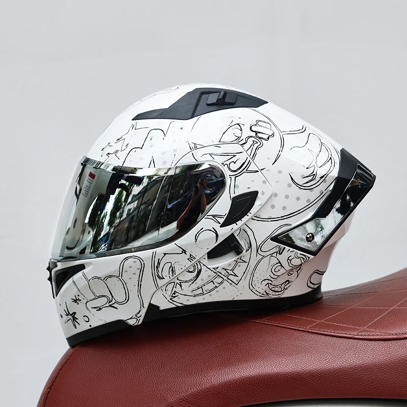Capacete Modular Unissex (xxl) Com Lente Dupla, Em Material Abs Com Certificação Dot.
