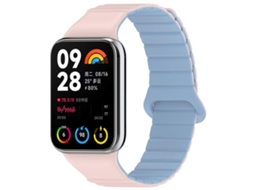 Bracelete Para Redmi Watch 6 / 5 / Xiaomi Band 9 Pro - Silicone Magnético - Bicolor Rosa E Azul Acinzentado