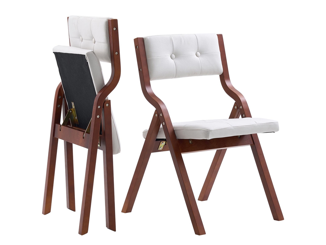 Cadeiras Dobráveis de Madeira com Almofada Acolchoada, 2 Unidades, 575 X 480 800 Mm, Estrutura Resistente, Acolchoadas Portáteis para Cozinha,