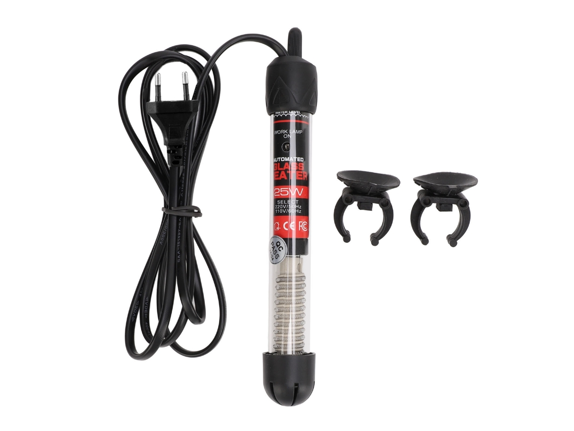 Aquecedor Submersível Para Aquário Com Termostato Automático Vidro Ajustável Com 2 Ventosas