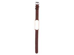 Pulseira de Couro com Capa de Metal para Mi Band 6 5 NFC Marrom Dourado