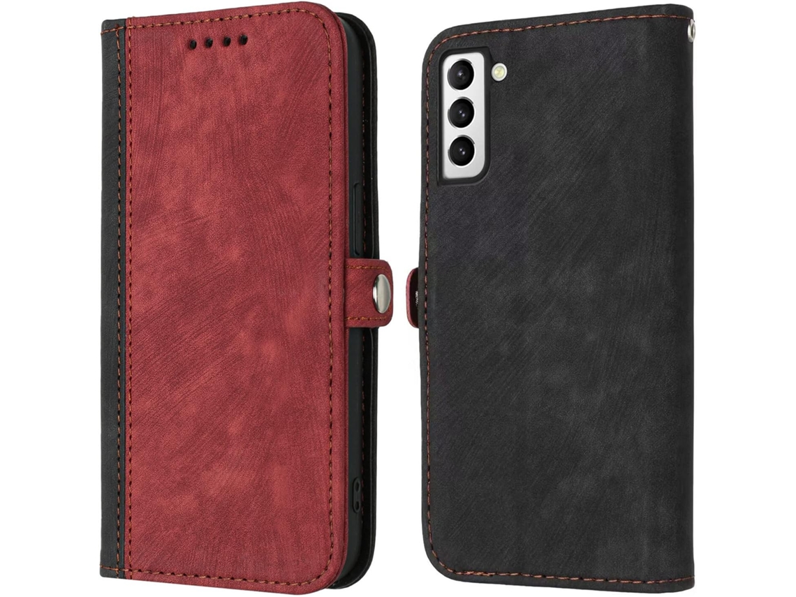Correia Slots para iPhone 14 Plus HONGWE. Anti-Choque Magnética com Porta-Cartões Vermelho