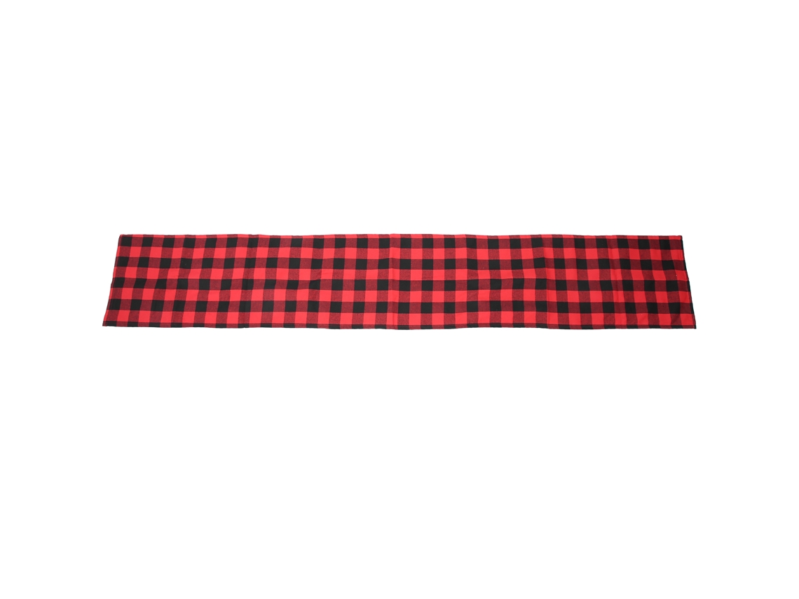 Runner de Mesa Plaid Vermelho Preto 210x35cm Natal Decoração