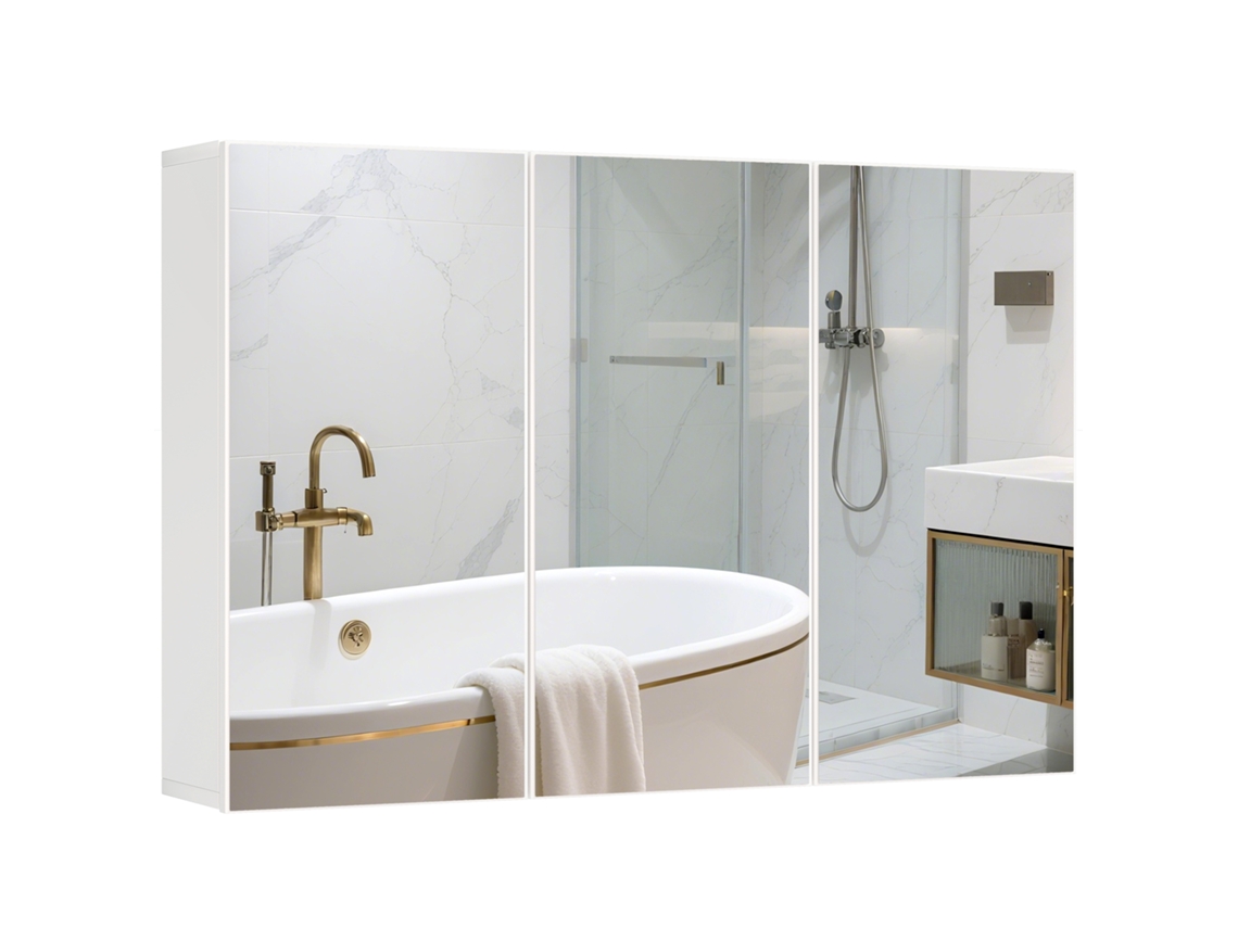 Armário de Banheiro 3 Portas Espelhadas S/MARCA (90x15,5x60cm, fixação na Parede, Branco)