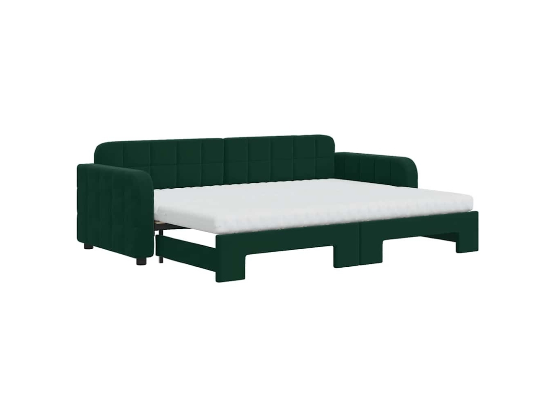 Sofá-cama Com Gavetão Vidaxl Verde Veludo (223 X 91 X 71 Cm)