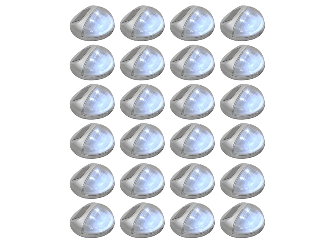 Vidaxl Candeeiro De Parede Solar Led Exterior 24 Pcs Prateado Redondo