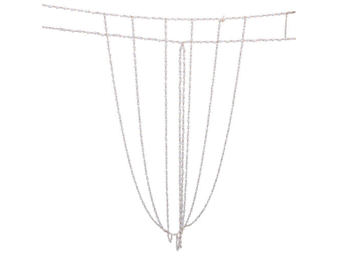 Body Chain Mulher Adorno De Cintura Com Pérolas Falsas