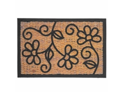 Capacho De Fibra De Coco Com Base Pvc Natural E Preto