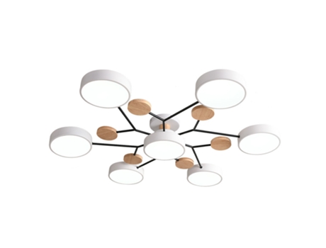 Lustre de Teto Acrílico Branco de Madeira Simples Led de 7 Cabeças Adequado para Sala de Estar e Corredor SLD