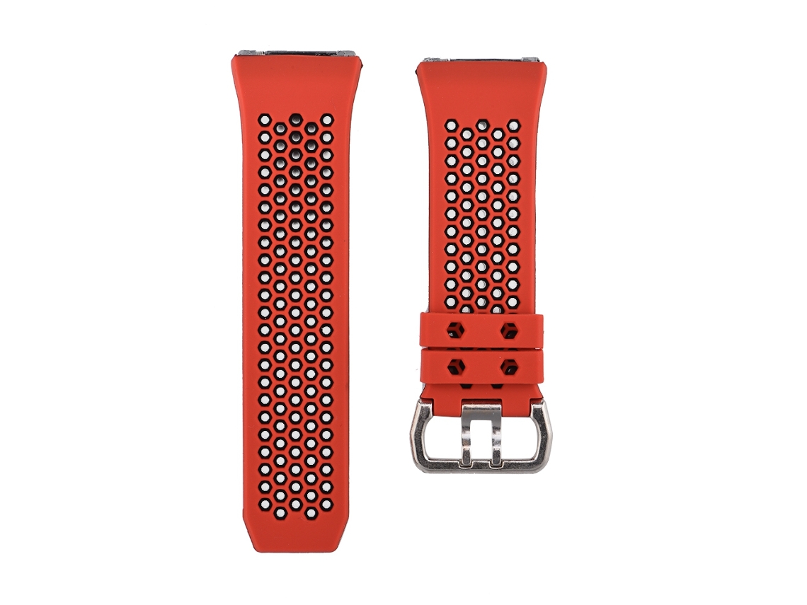 Mali bracelete de Reposição em Silicone para Fitbit Ionic Tamanho Grande Cor Preto e Vermelho