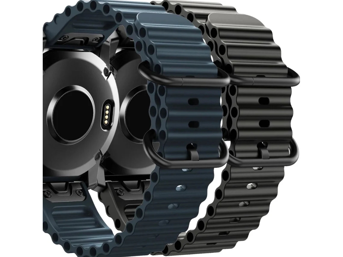Pacote com 2 pulseiras ORYSIN Ocean Waves para Garmin Instinct 3 Solar 45mm