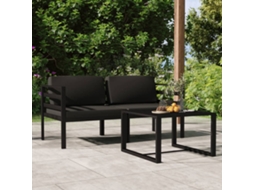 3 Pcs Conjunto Lounge Jardim Com Almofadões Alumínio Antracite Dkd Home Decor