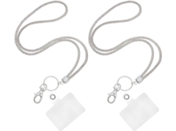 Conjunto De 2 Porta- Crachás Redondos Decorados Com Strass, Alças Prateadas Clipe, Bolsos Transparentes Para