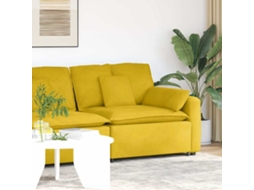 Vidaxl Módulo De Extremidade De Apoio De Braço Para Sofá Modular Com Almofadas, Amarelo, 100 Cm