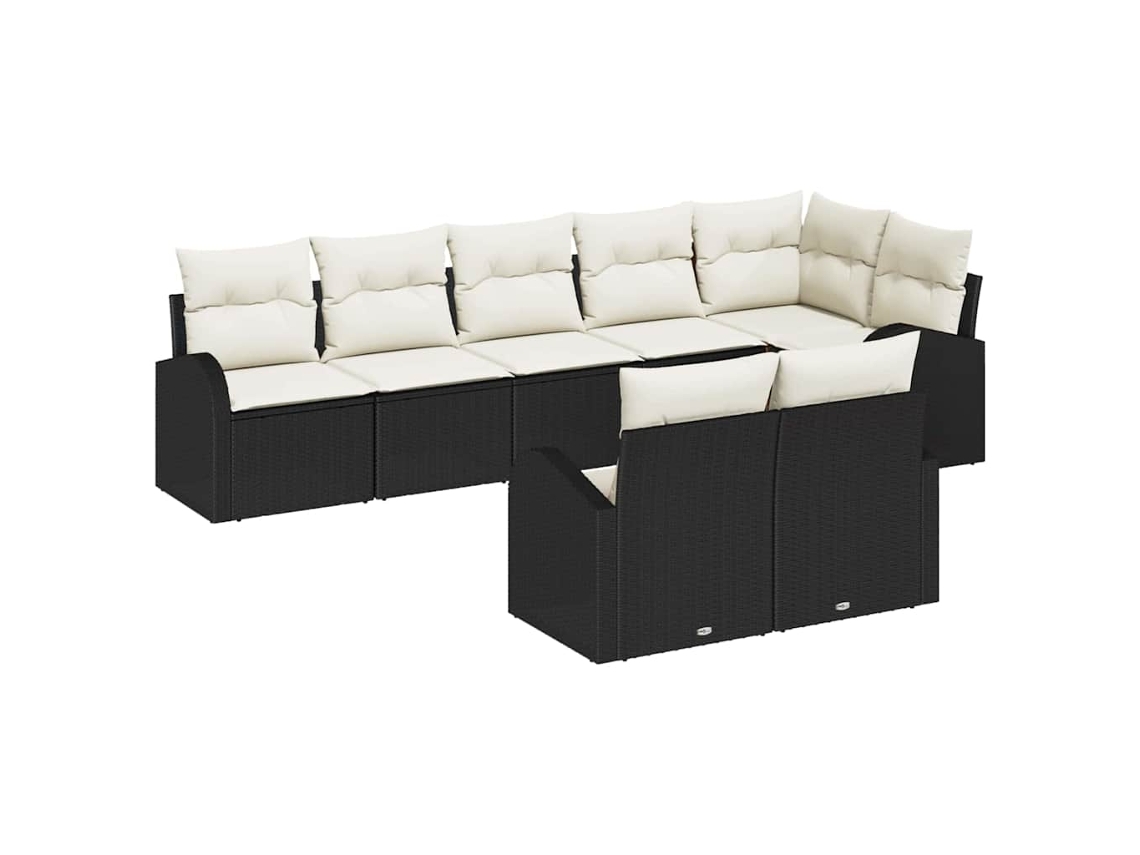 Vidaxl Conjunto De Sofá De Jardim 8 Unid. Preto E Branco Vime Pe