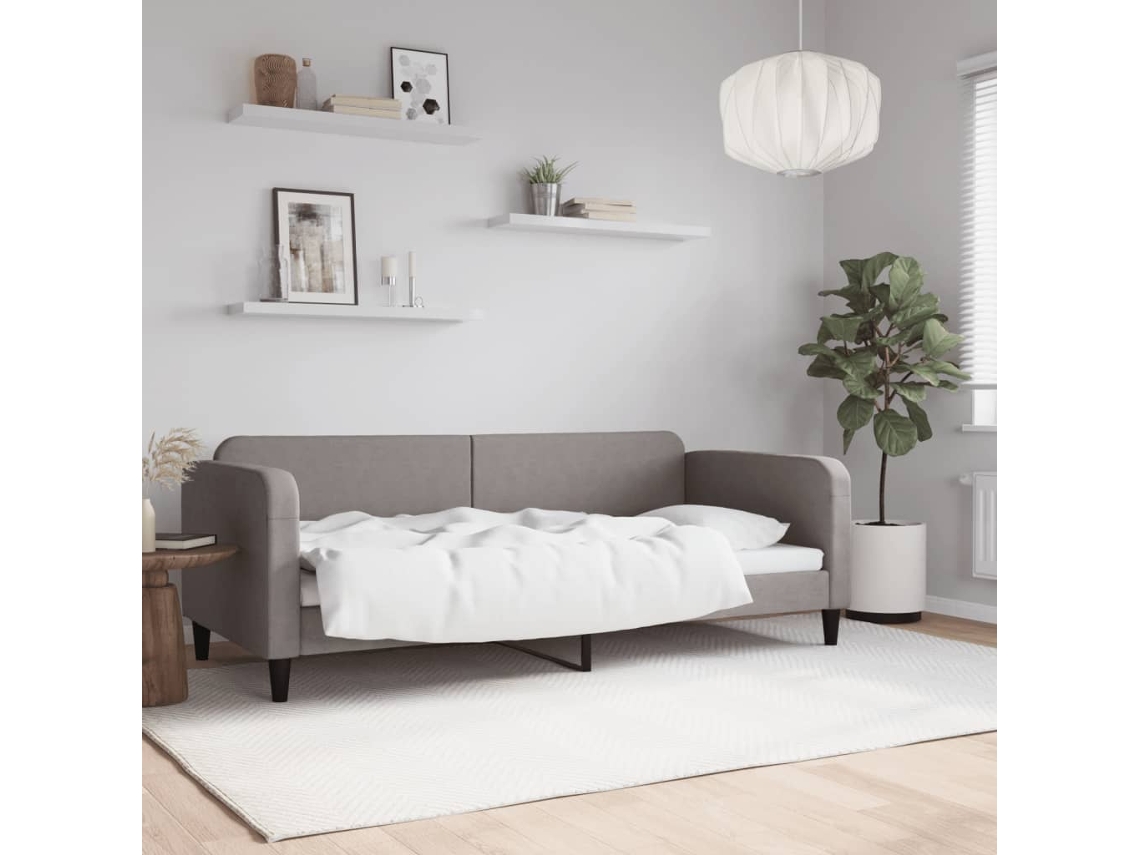 Vidaxl Sofá-cama 90x200 Cm Tecido Cinzento-acastanhado