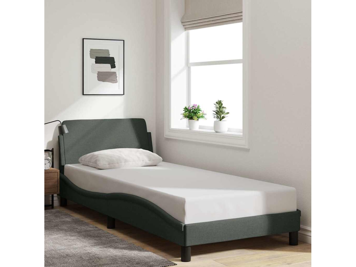 Vidaxl Estrutura De Cama Dover 90x200 Cm Tecido Cinzento-escuro