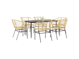 Vidaxl Conjunto Jantar Jardim 7 Peças Vidro Vime Pe Castanho