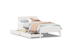 Cama Sem Colchão Madeira de Pinho Maciça Branco 100x200 cm MAISON EXCLUSIVE