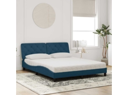 Vidaxl Cama com Colchão 160x200 Cm Veludo Azul