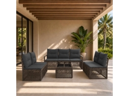 Vidaxl Conjunto De Sofá De Jardim 8 Pcs Cinzento Vime Pe