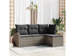 Vidaxl Conjunto De Sofá De Jardim Cinzeto Vime Pe