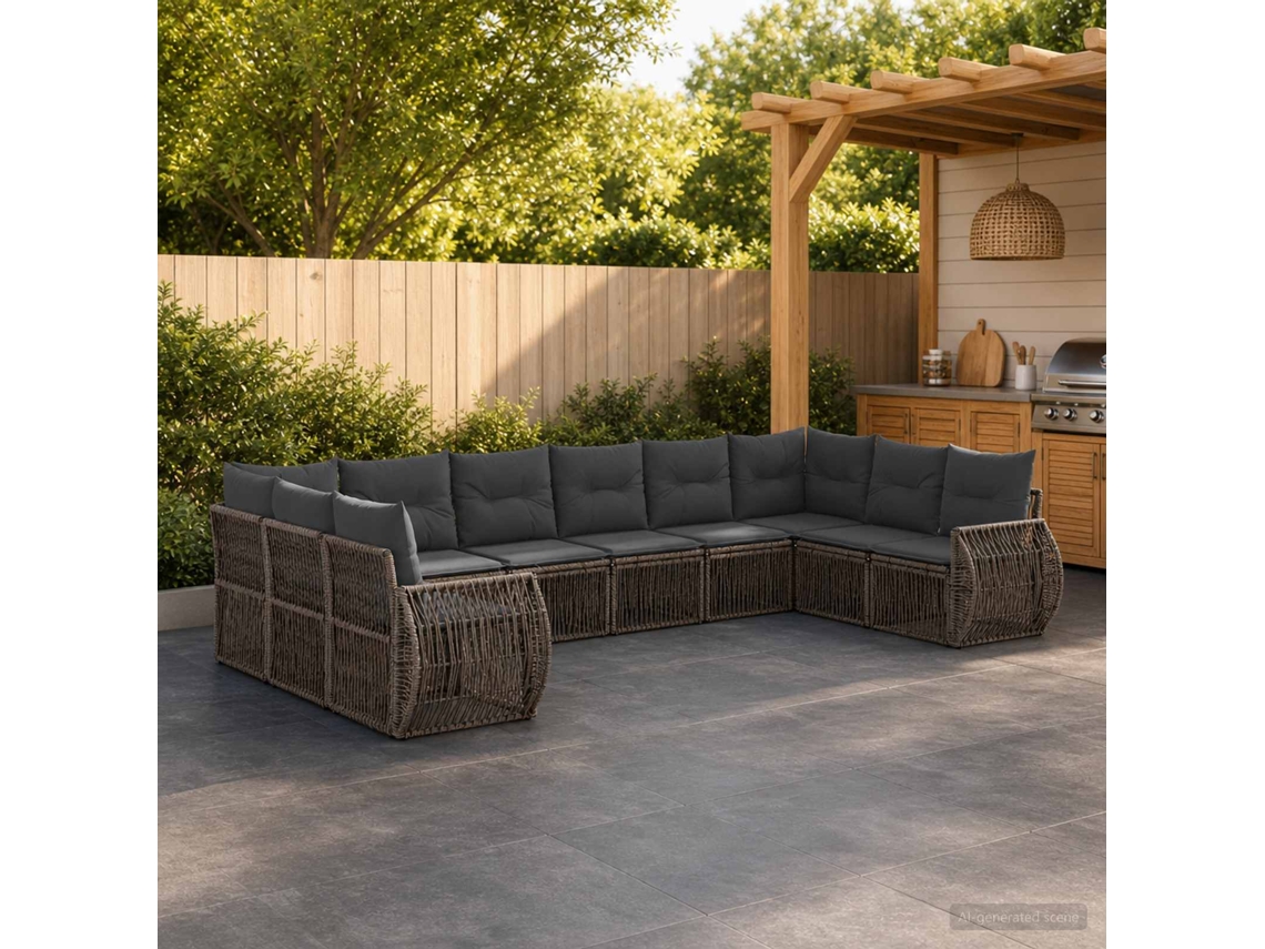 Vidaxl Conjunto De Sofá De Jardim 10 Unid. Cinza E Cinza Escuro