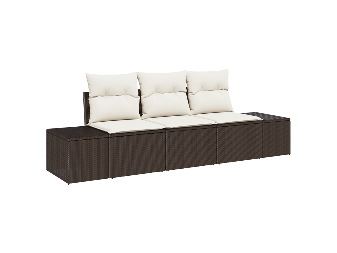 Conjunto 3 Sofá De Jardim Vidaxl Castanho Vime Pe (239 X 62 X 69 Cm)