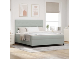 Vidaxl Cama Box Spring Led Cinzento-claro 180 X 200 Cm Veludo