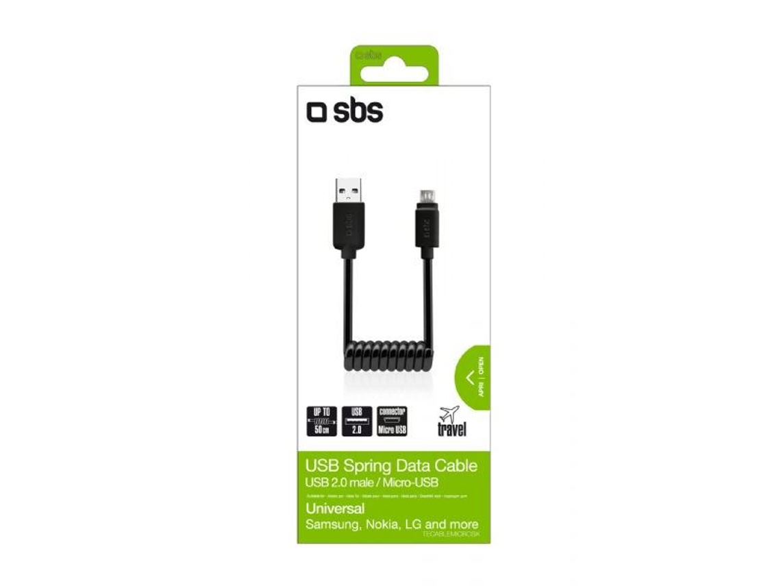 Cabo Micro-USB SBS Mola Preto